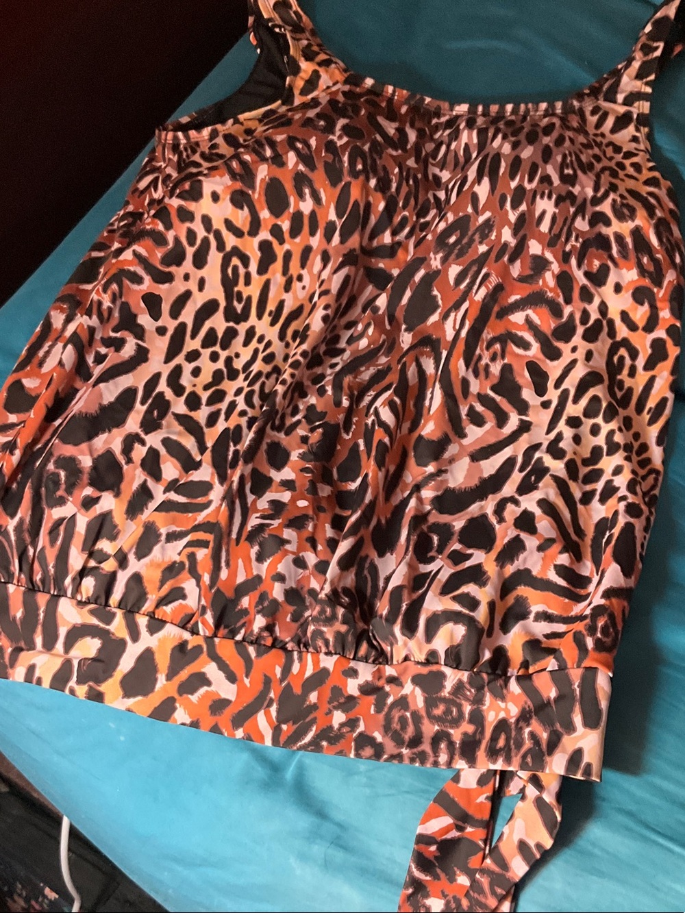Swimsuits For All Orange & Black Leopard-Print Tankini Top